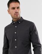 Asos Design Stretch Slim Oxford Shirt In Black
