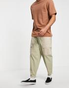 Asos Design Oversized Tapered Pants With Contrast Laid On Panels-neutral