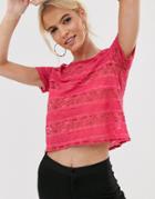 Vesper Short Sleeve Lace Top-pink