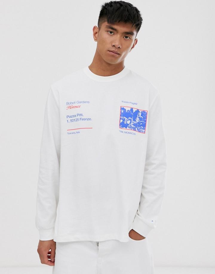 Asos White Loose Fit Heavyweight Long Sleeve T-shirt With Graphic Print - White