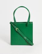Asos Design Structures Cross Body Bag In Bright Green Faux Leather