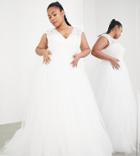 Asos Edition Curve Gisela Floral Beaded Lace Wedding Dress With Cap Sleeve In Ivory-white