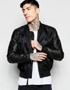 Alpha Industries Biker Bomber Jacket In Black - Black