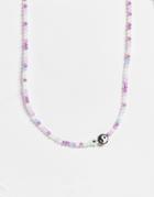 Vintage Supply Flower And Yin Yang Beaded Necklace-multi
