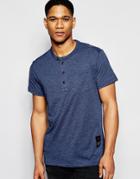 G-star T-shirt Rinep Grandad In Dark Blue - Sapphire Blue