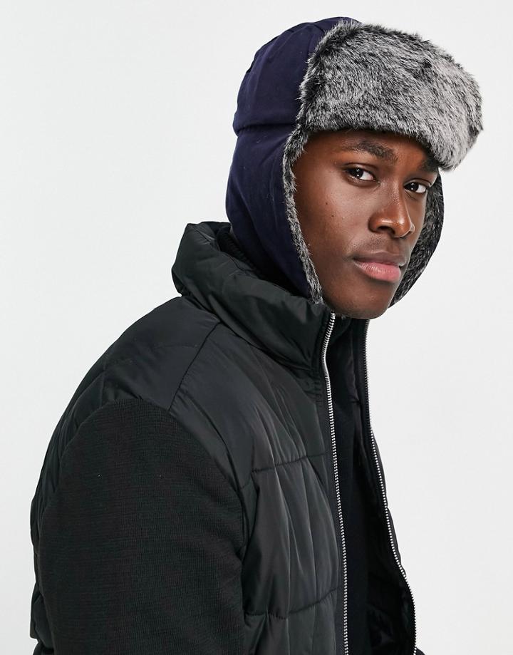 Boardmans Waxed Coated Trapper Hat In Navy