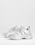 Asos Design Dazed Chunky Sneakers In Silver Metallic