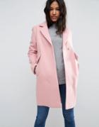 Asos Slim Coat With Pocket Detail - Pink