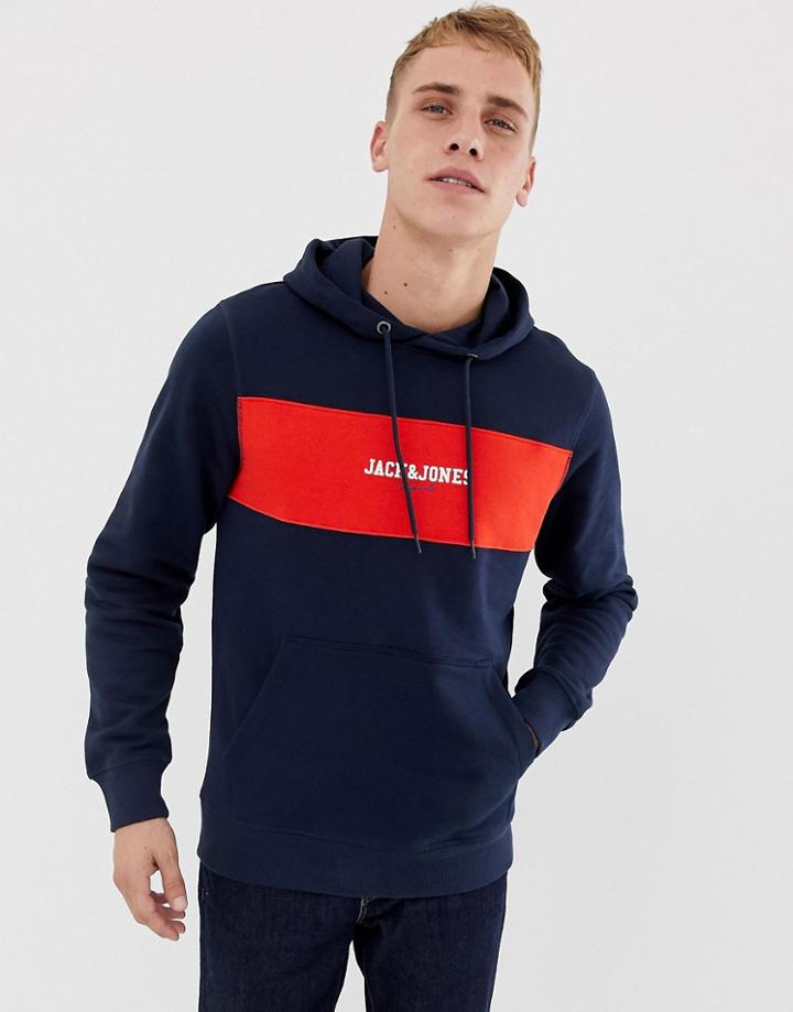 Jack & Jones Originals Hoodie With Brand Graphic Panel - Navy