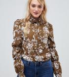 Parisian Tall Floral Print Bussy Bow Blouse - Green
