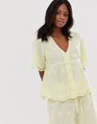 Asos Design Mix & Match Broderie Pyjama Smock Top-yellow