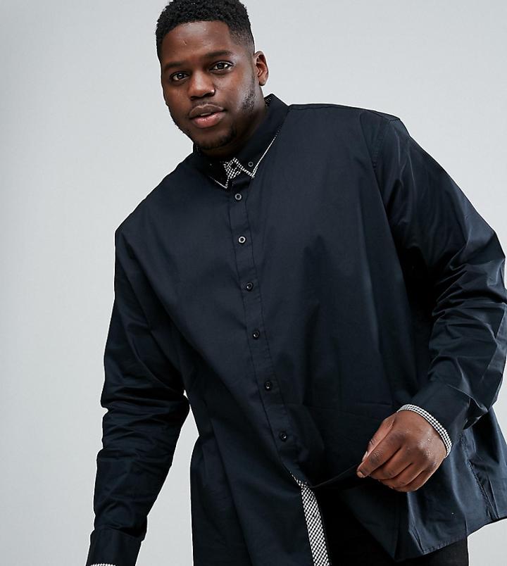 Jacamo Plus Smart Shirt In Black - Black