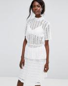 Selected Broderie Anglaise Top - White