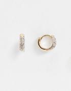 Asos Design Mini Hoop Earrings With Crystal In Gold Tone - Gold