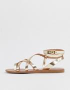 Aldo Gludda Leather Strappy Toe Loop Sandal In Gold