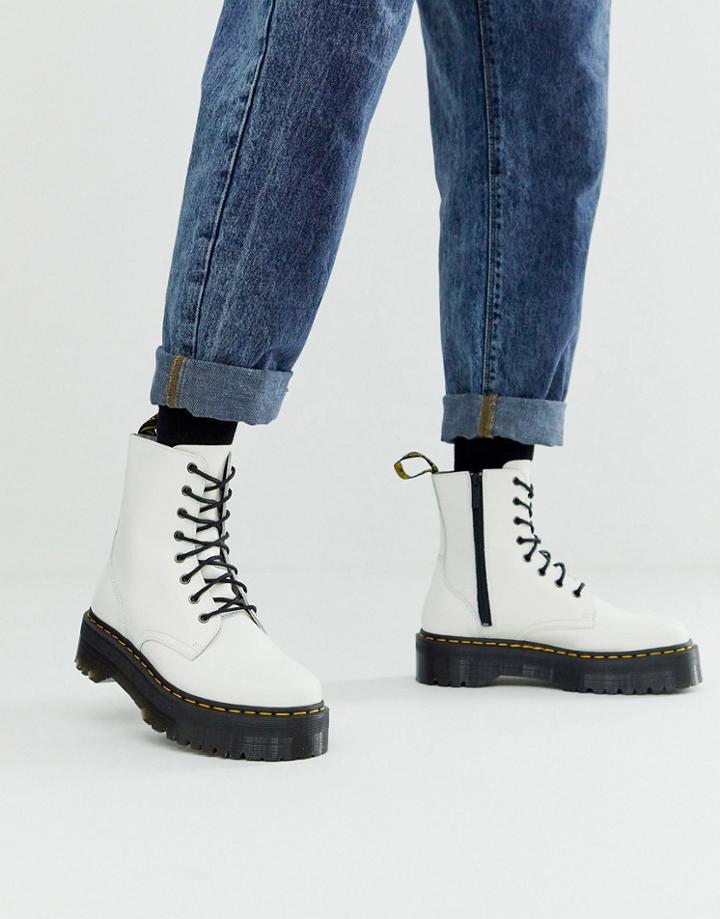 Dr Martens Jadon Platform Boots In White Leather