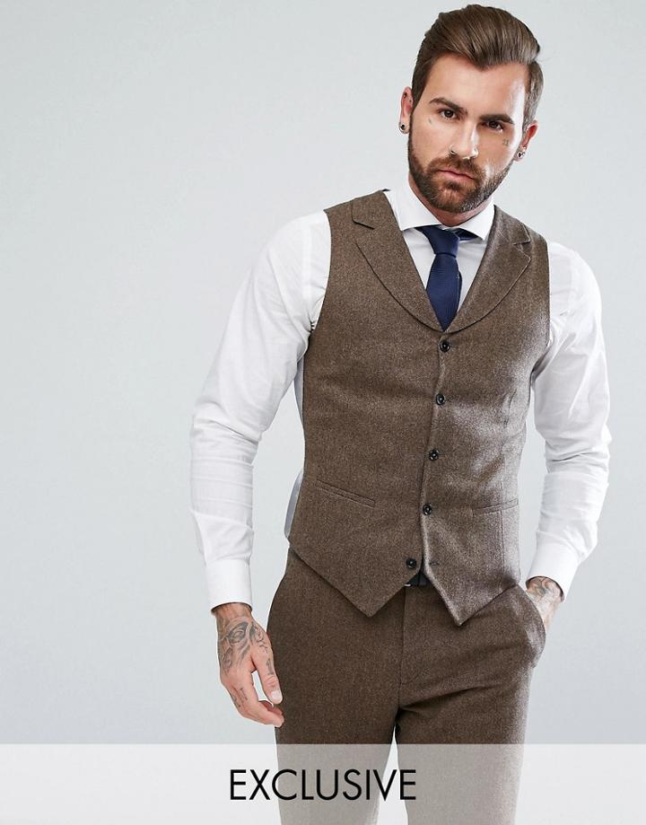 Heart & Dagger Skinny Tweed Vest - Brown