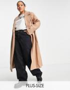 Ever New Curve Wrap Tie Smart Midi Formal Coat In Camel-brown