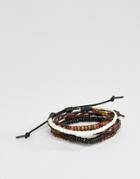 Asos Bracelet Pack In Brown With Red Highlights - Brown