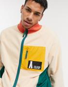 Asos Actual Zip Through Jacket In Stone With Nylon Contrast Pockets-neutral
