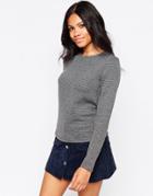 Poppy Lux Sigourney Quilted Jersey Top - Gray