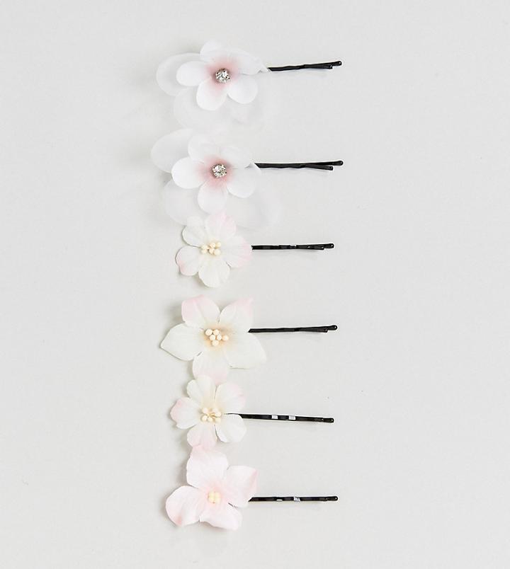 Asos Pack Of 6 Pretty Floral Hair Clips - Multi