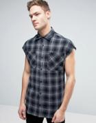 Jack & Jones Originals Sleeveless Checked Shirt In Oversized Fit - Black