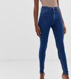 Asos Design Tall Ridley High Waist Skinny Jeans In Rich Mid Blue Wash - Blue