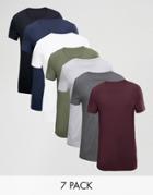 Asos 7 Pack Longline Muscle T-shirt - Multi