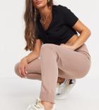 Fashionkilla Petite Knitted Rib Jogger In Mauve-brown