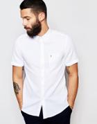 Farah Shirt With Textured Waffle Slim Fit Short Sleeves - White