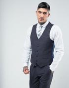 Harry Brown Skinny Fit Geo Blue Suit Vest - Blue