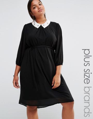 Lovedrobe Embellished Collar Dress - Black