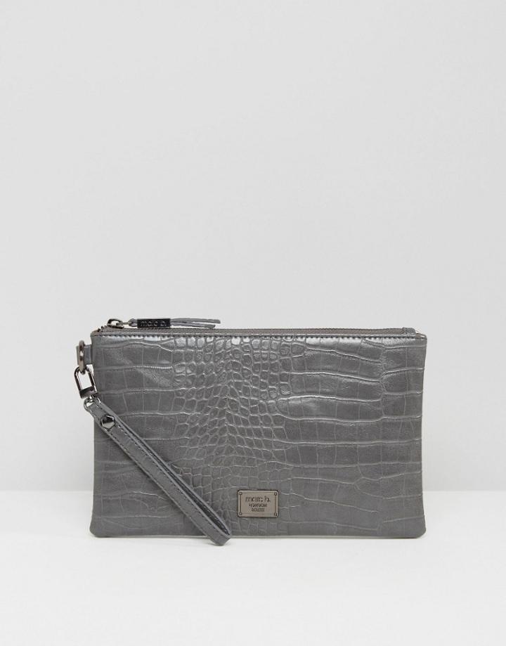 Marc B Leanne Croc Wristlet Clutch Bag - Gray