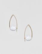 Asos Design Pull Through Earrings With Marble Bead - White