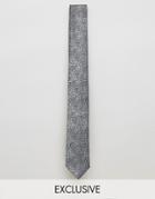 Noose & Monkey Jacquard Blade Tie In Floral Print - Gray