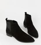 Asos Design Wide Fit Atom Suede Chelsea Boots - Black