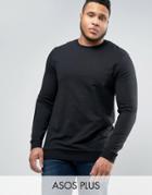 Asos Plus Longline Muscle Fit Sweatshirt In Black - Black