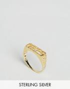 Asos Gold Plated Sterling Silver Vibes Ring - Gold