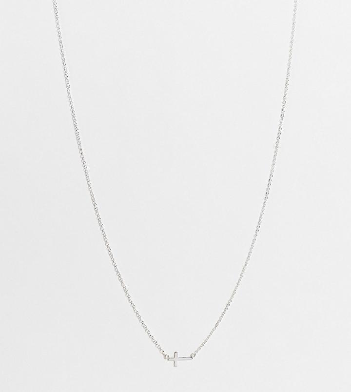 Kingsley Ryan Curve Sterling Silver Choker Necklace With Cross Pendant