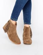 Truffle Collection Orla Fringe Point Flat Boots - Taupe Micro