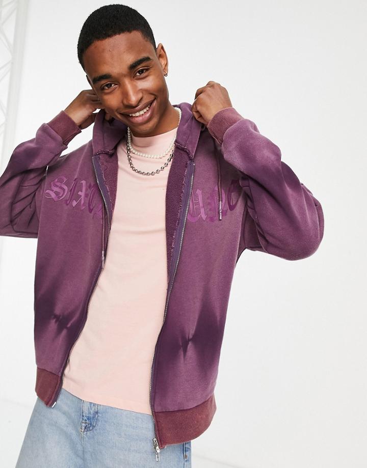 Sixth June Oversized Hoodie In Purple Tie Dye With Tonal Logo Print - Part Of A Set