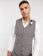 Asos Design Wedding Super-skinny Suit Vest In Charcoal Micro Texture-grey