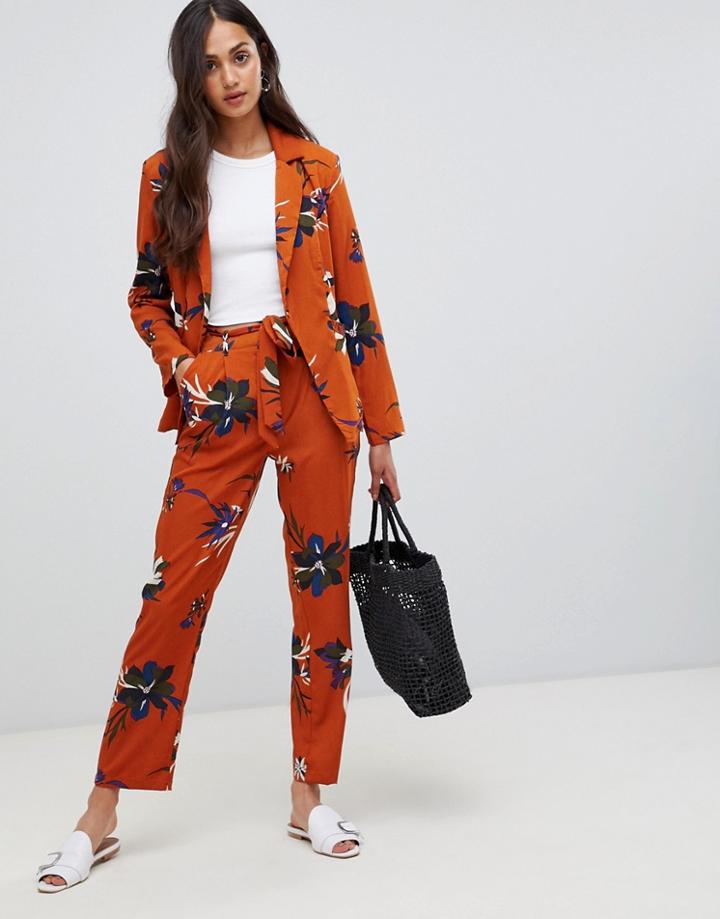 Parisian Floral Wide Leg Pants - Orange