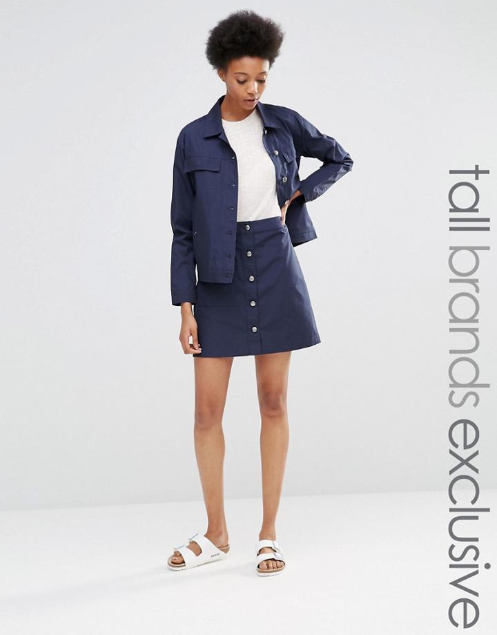 Adpt Tall Button Front Pocket Detail Skirt - Multi