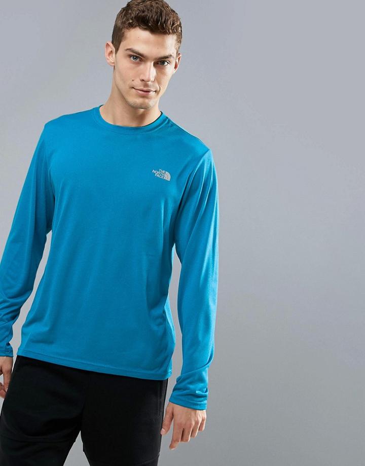 The North Face Mountain Athletics Reaxion Amp Running Top In Blue Marl - Blue