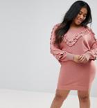 Junarose Sweater Dress With Frill Detail - Pink