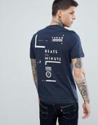 Farah Memeson Slim Fit Large Graphic Back Logo T-shirt In Navy - Navy