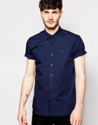 Peter Werth Short Sleeve Formal Shirt In Slim Fit - Blue