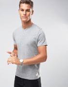 Selected Homme Henley T-shirt With Stitch Neck Detail - Gray